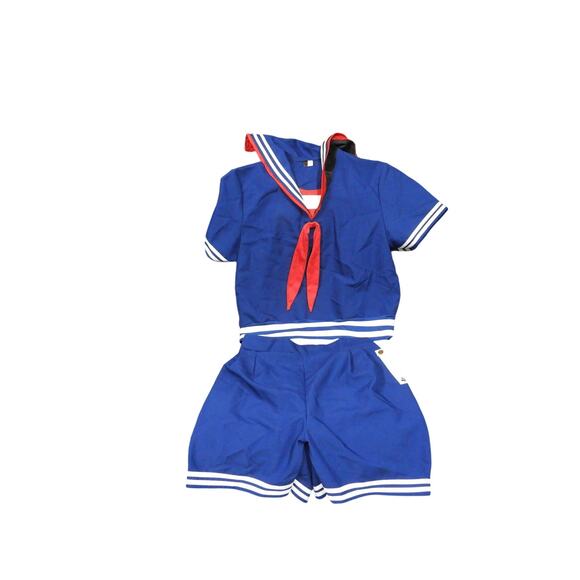 Sailor Costume Navy Blue Retro Top & Shorts w/ Red Tie Cosplay /Costume  Size XL - Picture 1 of 1